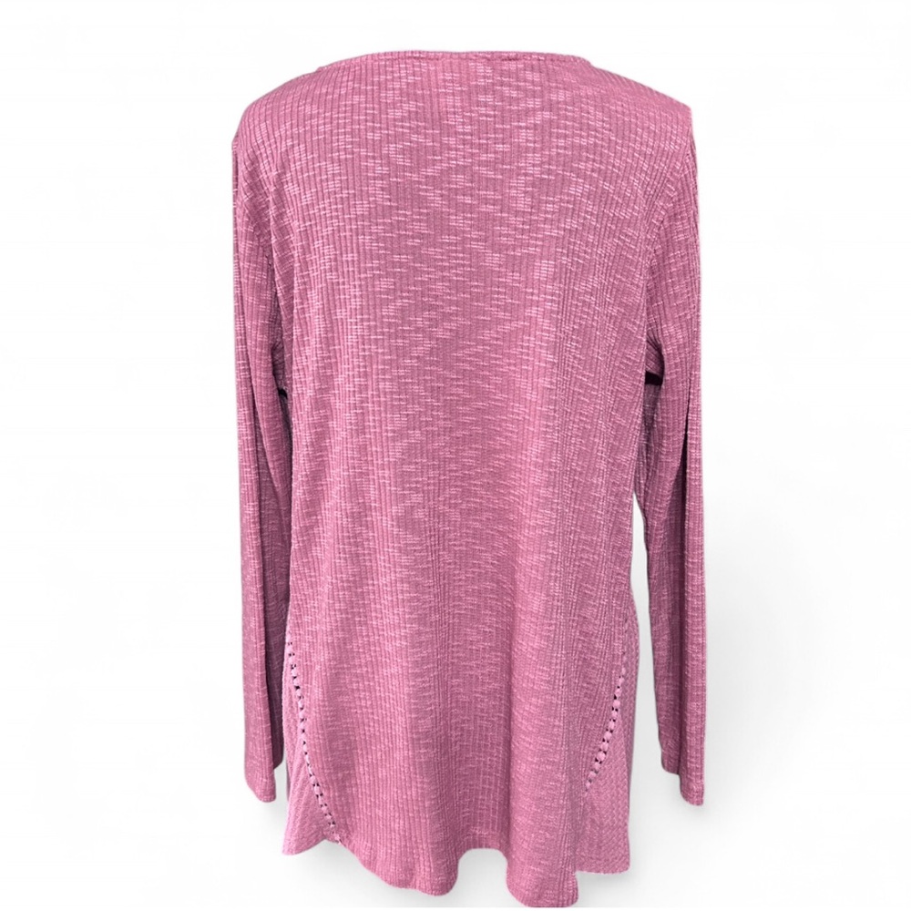STYLE & CO Pink Textured Long Sleeve Tunic With Cut Out Detail L Exellent Cond - Picture 3 of 7
